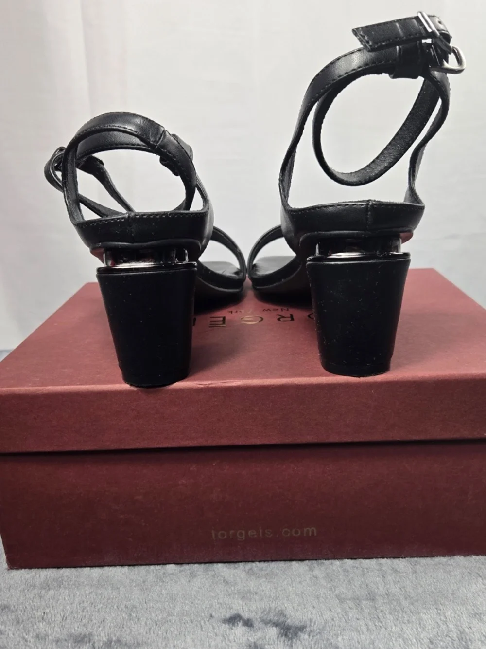 Torgeis Black leather wedged heel sandle